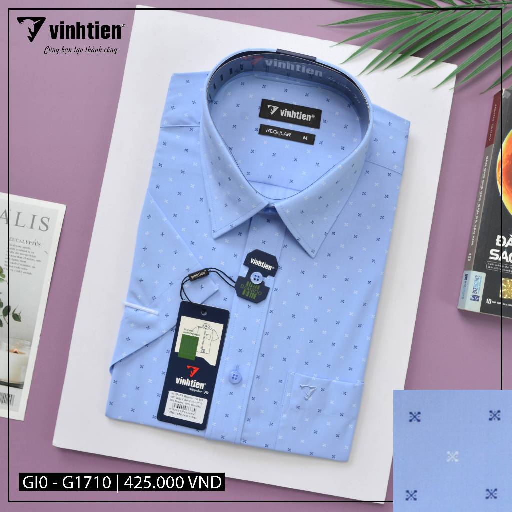 Áo Sơ Mi Ngắn Tay Vải Bamboo Vạt Ngang Form Regular Vĩnh Tiến 425 - Nhiều Màu