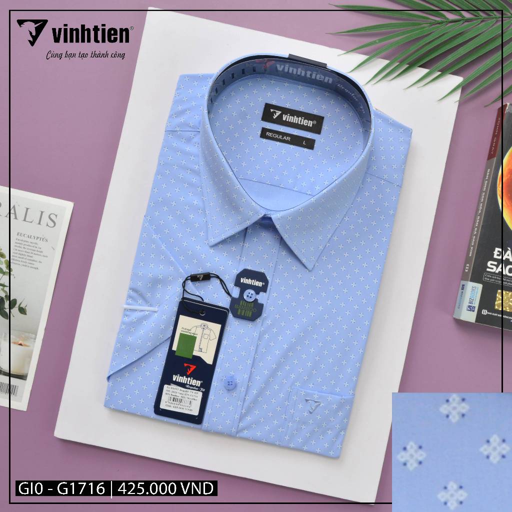 Áo Sơ Mi Ngắn Tay Vải Bamboo Vạt Ngang Form Regular Vĩnh Tiến 425 - Nhiều Màu
