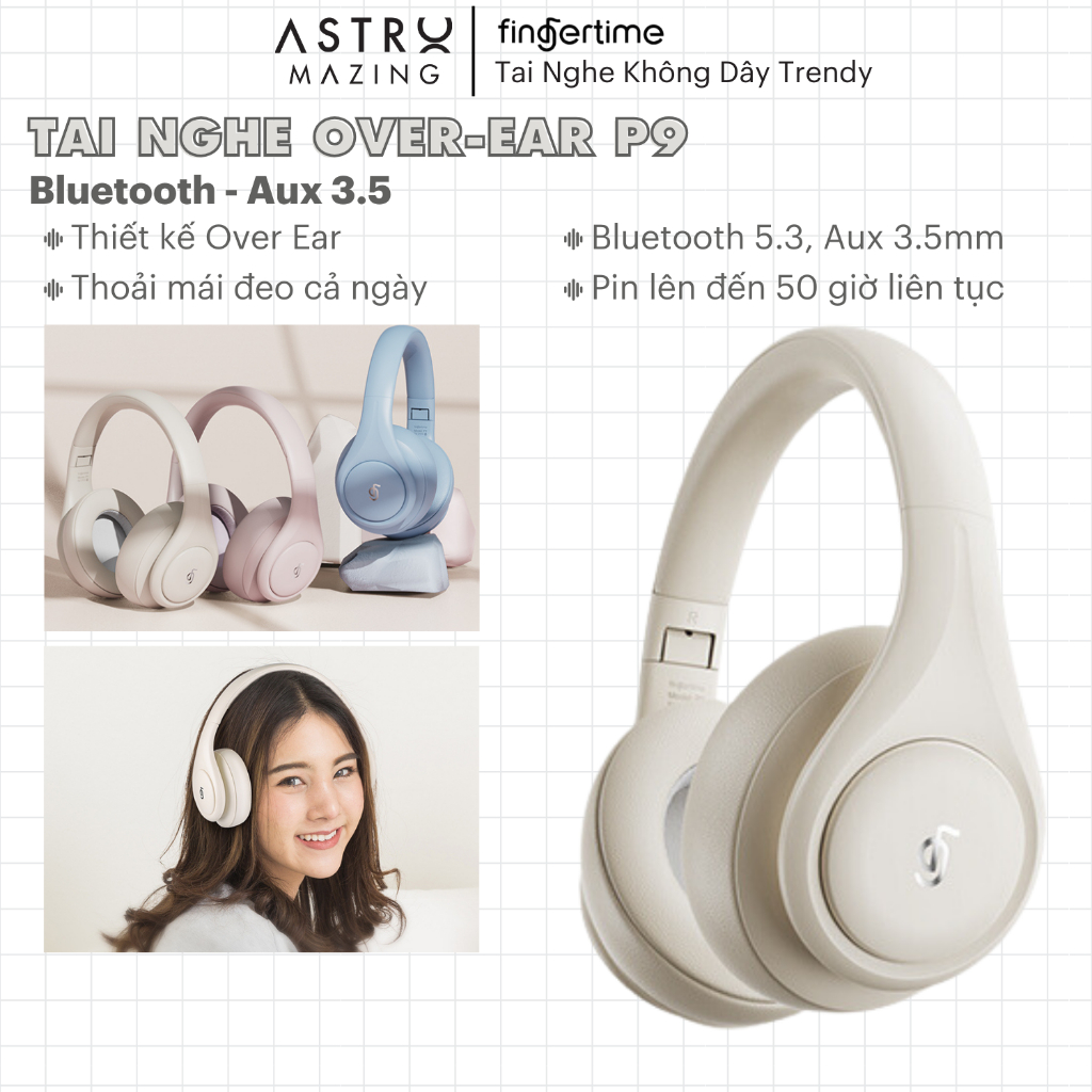 [Mẫu mới 2024] Tai nghe bluetooth không dây thời trang Fingertime Free P9 by AstroMazing - dành cho mọi thiết bị