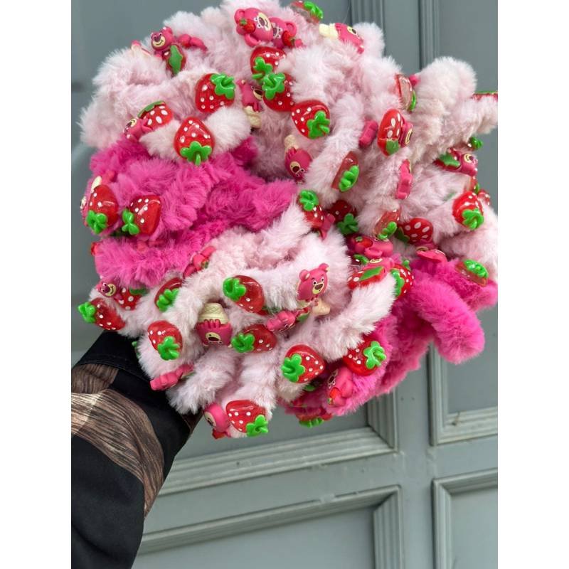 Combo 50 dây chun lông gấu dâu mix mầu