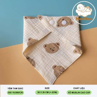 Yếm xô organic muslintree monmon cao cấp cho bé trai, bé gái