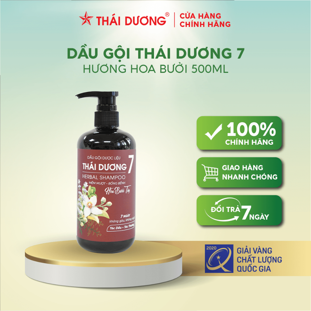 [Chỉ còn 155,6K sau khi áp voucher] Dầu gội Thái Dương 7 500ml hương bưởi tây Tặng 2 chai Dầu xả Thái Dương 7 200ml