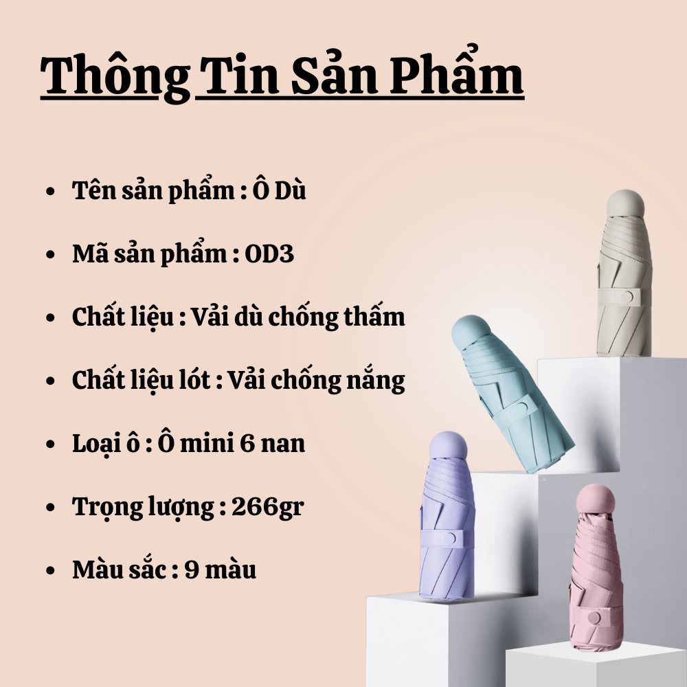 Ô Gấp Gọn Hegami Che Nắng Mưa Bỏ Túi Tiện Lợi