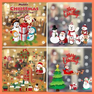 Decal Noel dán kính cao cấp hình ông già Noel, người tuyết - Decal giáng sinh dán tường nhiều mẫu có keo sẵn dễ dán