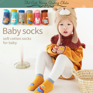 Tất chống trơn trượt cho bé 0-3 tuổi hình thú cute, vớ chống trượt bé trai bé gái
