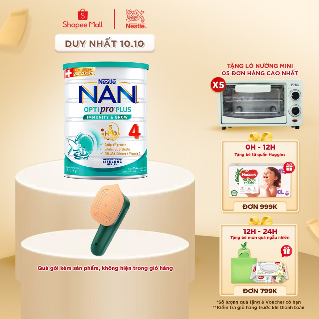 Sữa bột Nestlé NAN OPTIPRO PLUS 4 1500g/lon với 5HMO Giúp tiêu hóa tốt