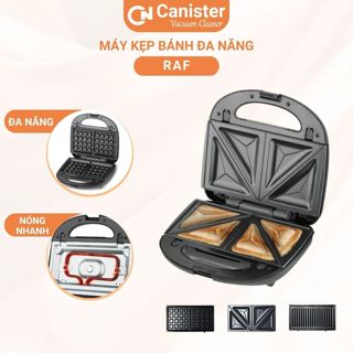 Máy nướng bánh mì 3 khay công suất 850W RAF R540, máy kẹp bánh mì, làm bánh waffle, rán trứng đa năng tiện lợi