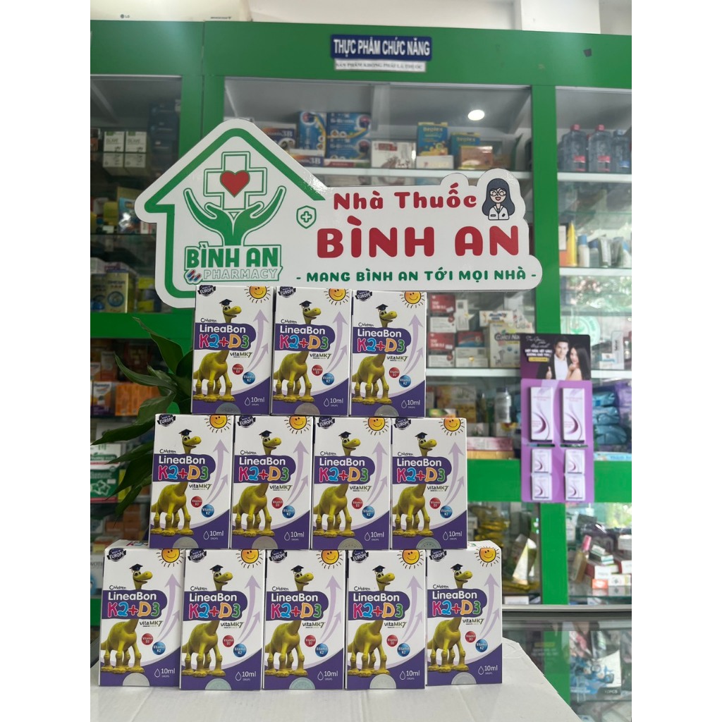 Lineabone D3K2 - Bổ sung vitamin giúp bé hấp thu tốt canxi, bé cao lớn, giảm quấy khóc về đêm - 10ml - NT Bình An