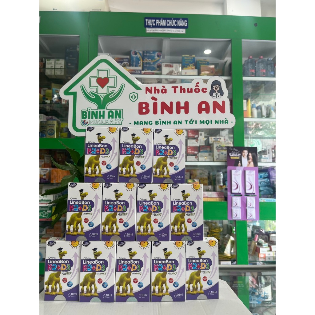 Lineabone D3K2 - Bổ sung vitamin giúp bé hấp thu tốt canxi, bé cao lớn, giảm quấy khóc về đêm - 10ml - NT Bình An