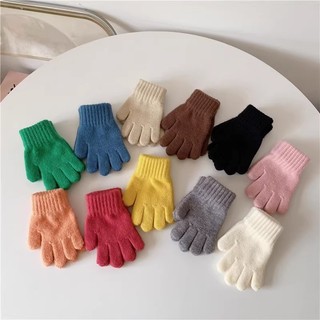 Găng tay len xỏ ngón màu kẹo màu thường phong cách Hàn Quốc cho trẻ em 2-7 tuổi
