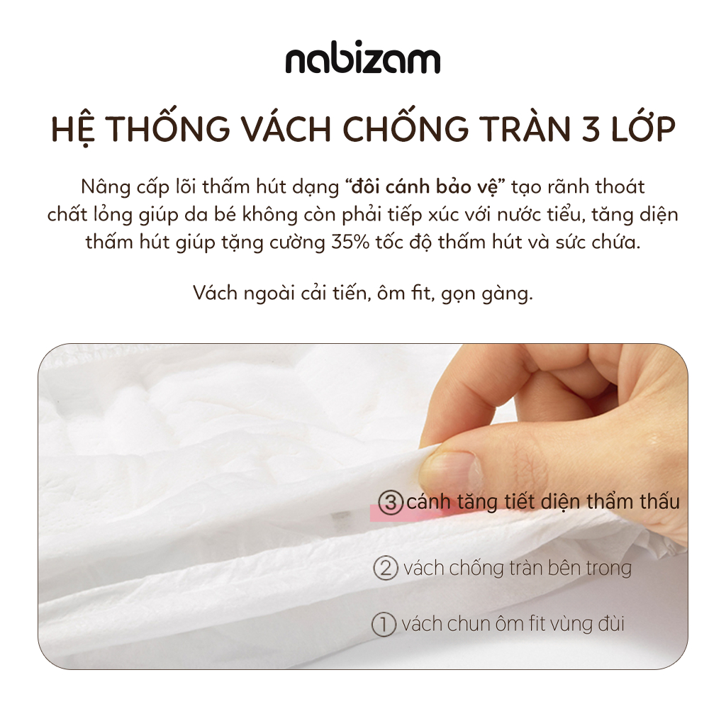 Tã/Bỉm Đêm NABIZAM Signature Nội Địa Hàn, Mềm Mại, Siêu Thấm Hút Size L30/XL26/2XL22/3XL20 Cho Bé 8-25kg