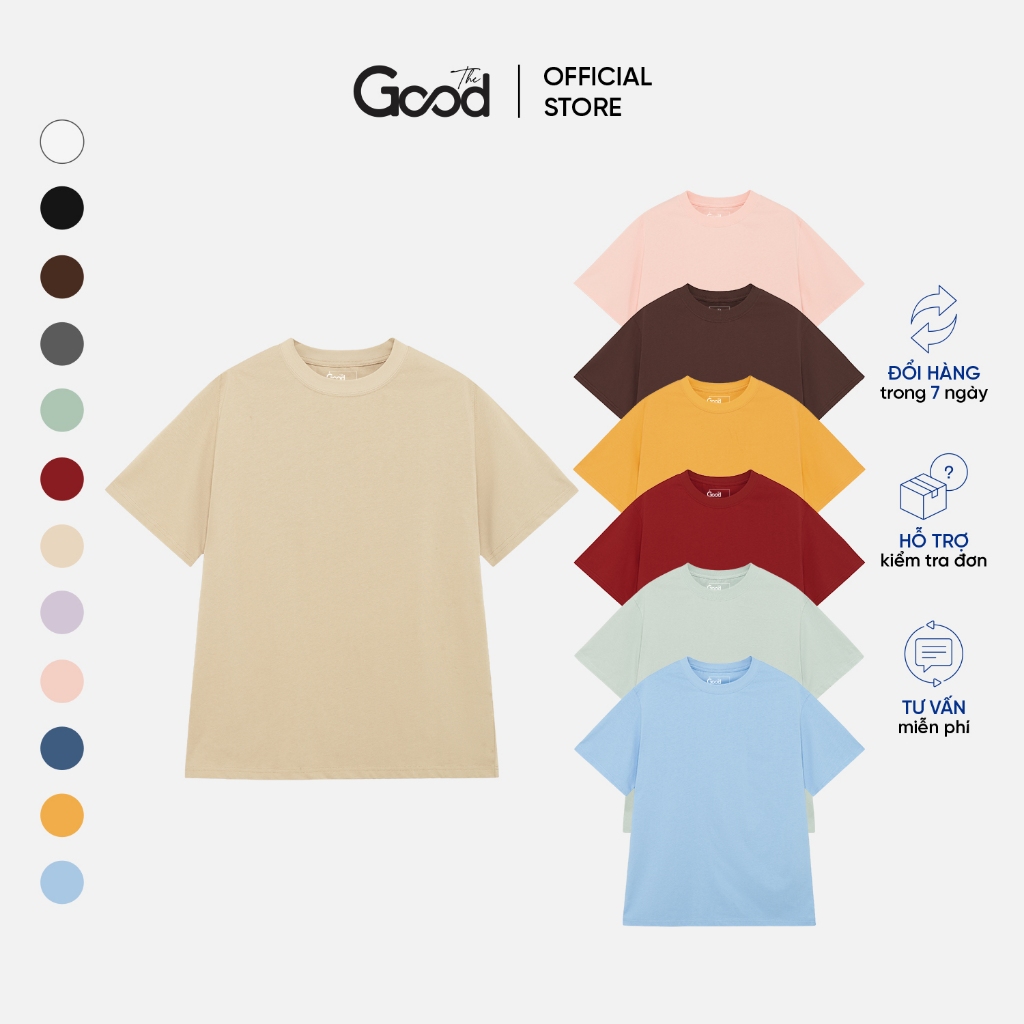 Áo Phông THE GOOD Basic, Áo Thun 15 Màu Pastel Form Oversize Chất Cotton Co Giãn