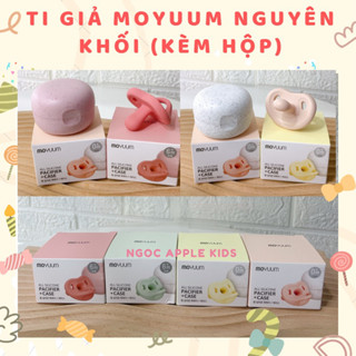   Sẵn-Kèm hộp đựng  Ti giả Moyuum silicon Nguyên Khối siêu mềm cho bé 