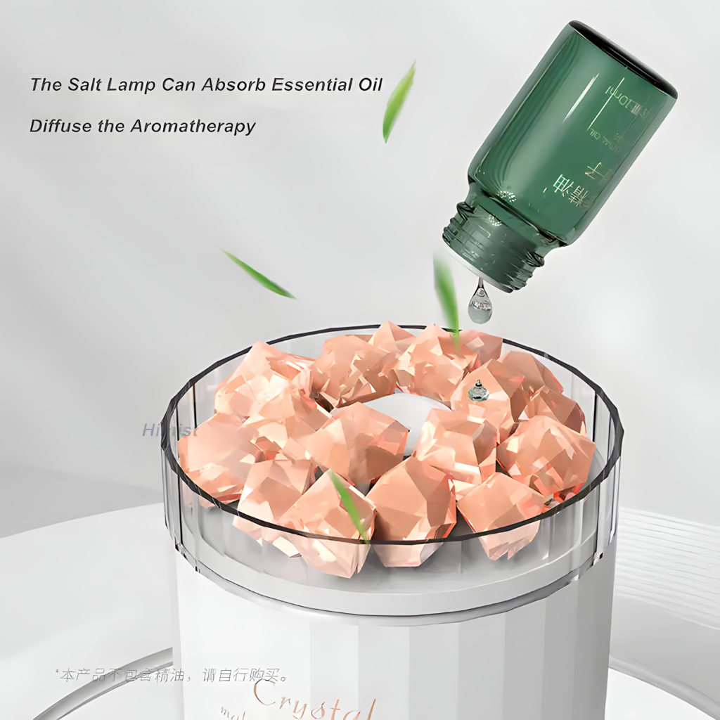 Máy Tạo Độ Ẩm Khuếch Tán Tinh Dầu Có Đèn LED và Muối Himalaya Thoáng Mát Sương Tạo Độ Ẩm