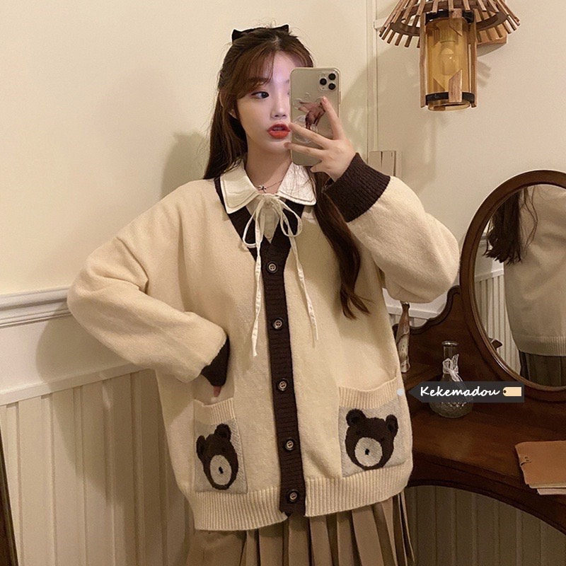 Áo khoác len cardigan nữ chất len - Sammy House - Aocardigantuihinhgau904_p13k11