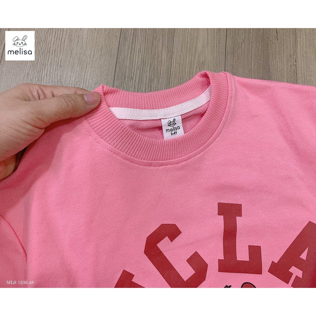 Bộ nỉ da cá Melisa hồng bé gái chữ ULCA