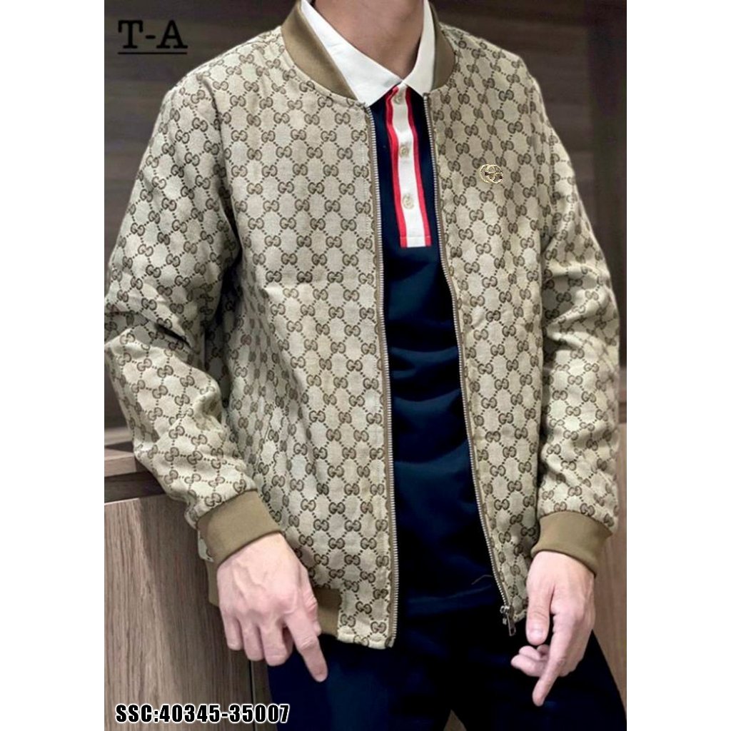 🔥Hot🔥Áo khoác bomber Gucci monogram logo thêu bo cổ hot trend Nam nữ Thu Đông 2023