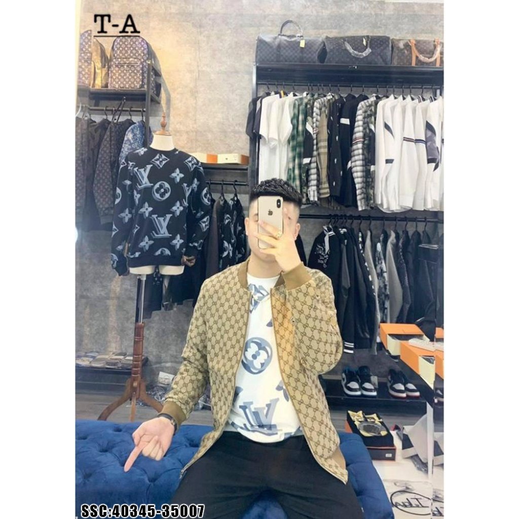 🔥Hot🔥Áo khoác bomber Gucci monogram logo thêu bo cổ hot trend Nam nữ Thu Đông 2023