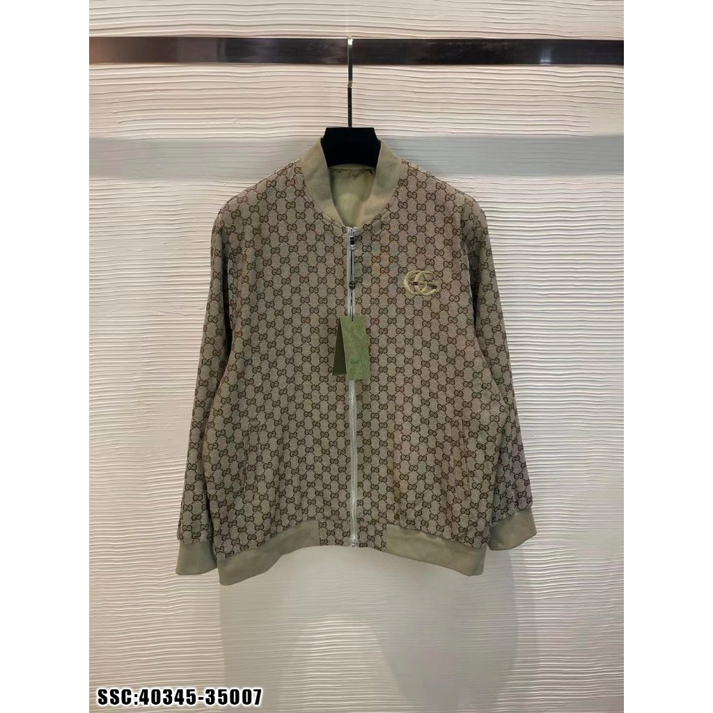 🔥Hot🔥Áo khoác bomber Gucci monogram logo thêu bo cổ hot trend Nam nữ Thu Đông 2023