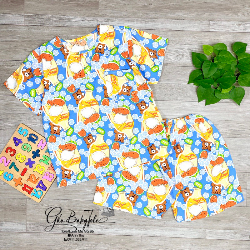 Đồ bộ tole/lanh bé trai tay ngắn quần đùi GAUBABYTOLE mềm mịn thấm hút mồ hôi phù hợp cho bé