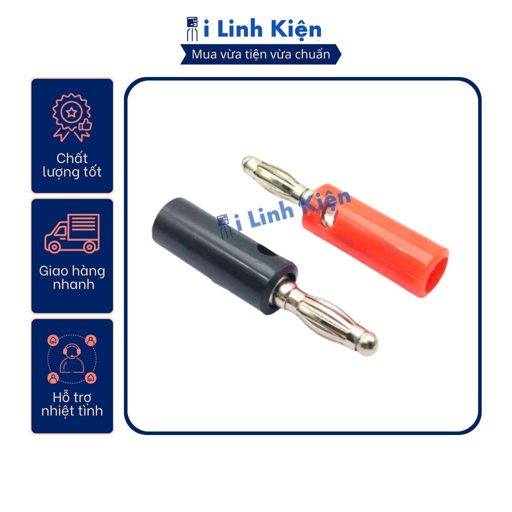 Đôi jack bắp chuối đực 4mm loại thường mạ bạc