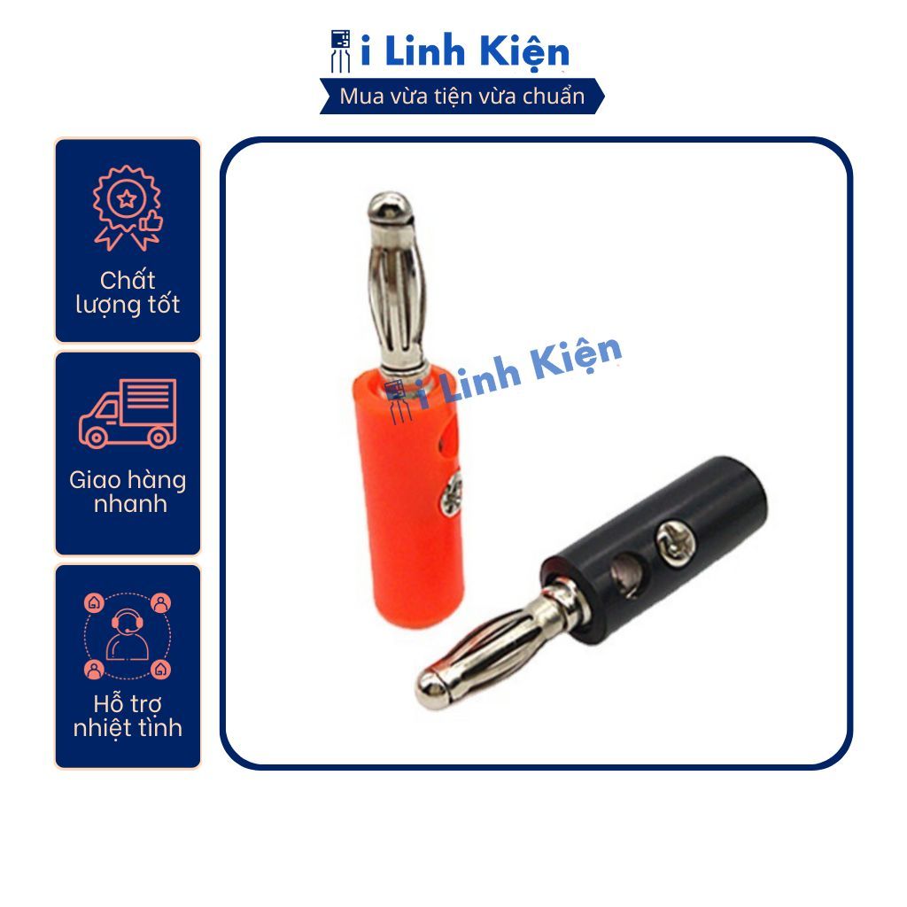 Đôi jack bắp chuối đực 4mm loại thường mạ bạc