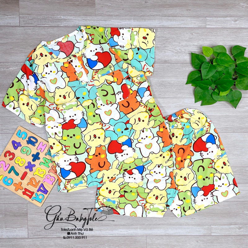 Đồ bộ tole/lanh bé trai tay ngắn quần đùi GAUBABYTOLE mềm mịn thấm hút mồ hôi phù hợp cho bé