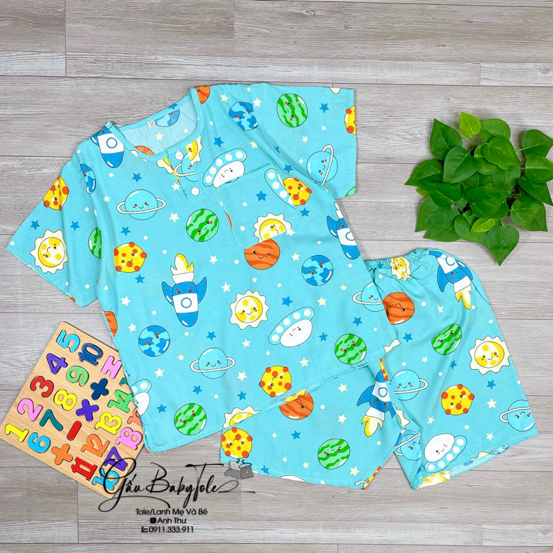 Đồ bộ tole/lanh bé trai tay ngắn quần đùi GAUBABYTOLE mềm mịn thấm hút mồ hôi phù hợp cho bé