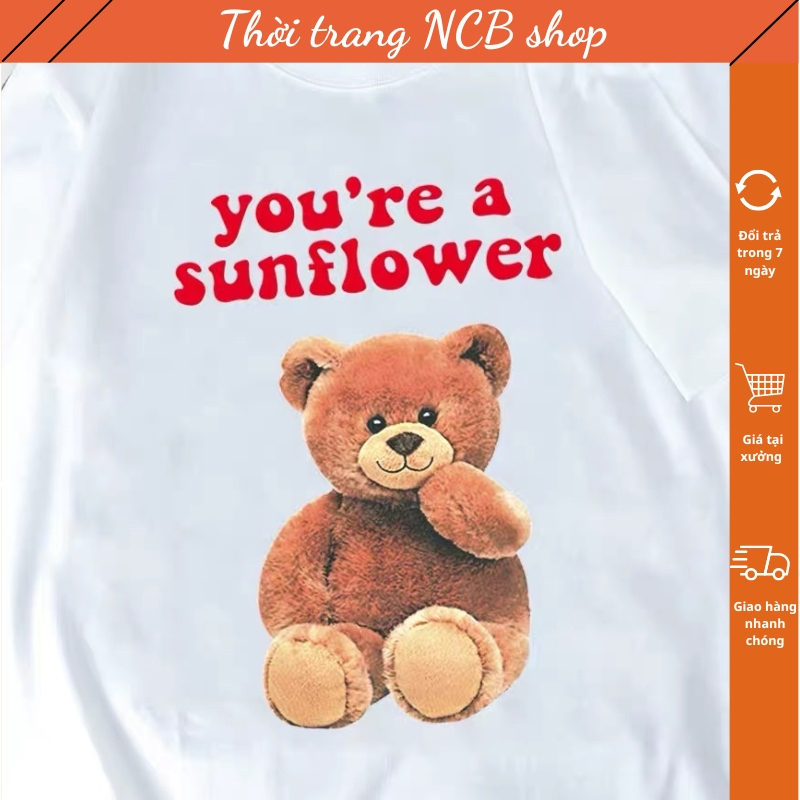 Áo phông nữ , áo thun nữ in hình gấu ngộ nghĩnh , chất vải cotton thoáng mát , loại đẹp