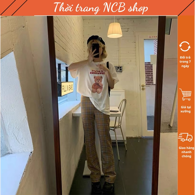 Áo phông nữ , áo thun nữ in hình gấu ngộ nghĩnh , chất vải cotton thoáng mát , loại đẹp