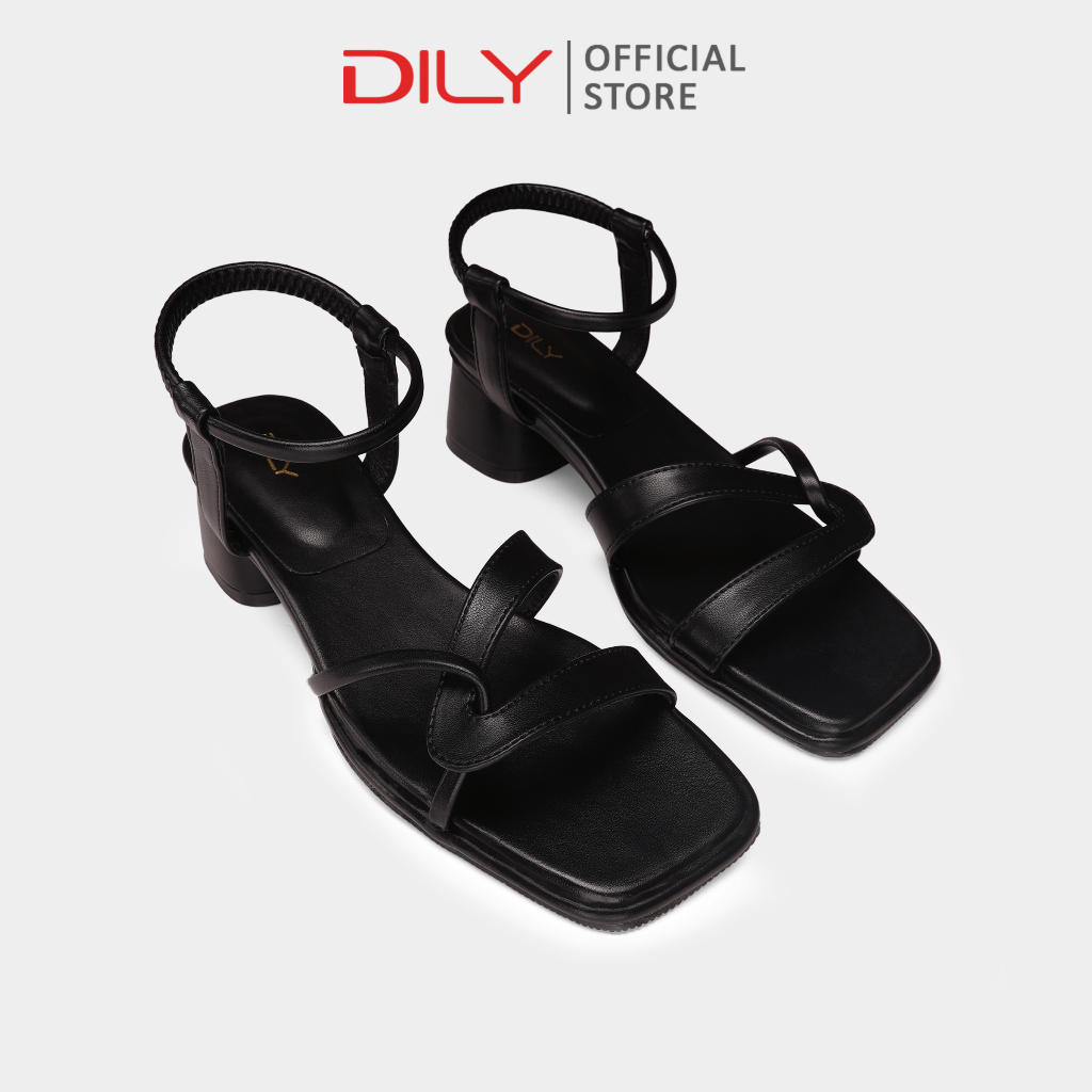 Giày sandal cao gót nữ DILY gót vuông quai đan độc đáo, xăng đan cao gót mũi vuông thanh lịch cao 4cm AA0413