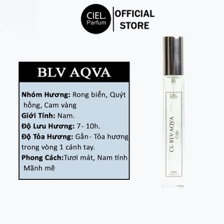 Nước hoa nam cao cấp CL BLV AQVA Edt 12ml chính hãng CIEL Parfum phong cách Tươi mát, Nam tính, Mãnh mẽ