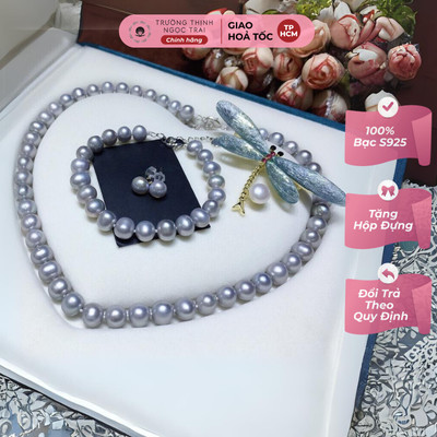 Bộ Trang Sức Ngọc Trai Xám 3 Món 10ly Sang Trọng Làm Quà Tặng - Ngọc Trai Trường Thịnh