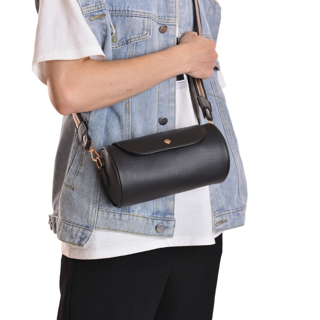 Túi Xách Nam Nữ Hình Trụ Phong Cách Retro, Túi Trụ Đứng, Túi Bao Tử Đeo Chéo Unisex