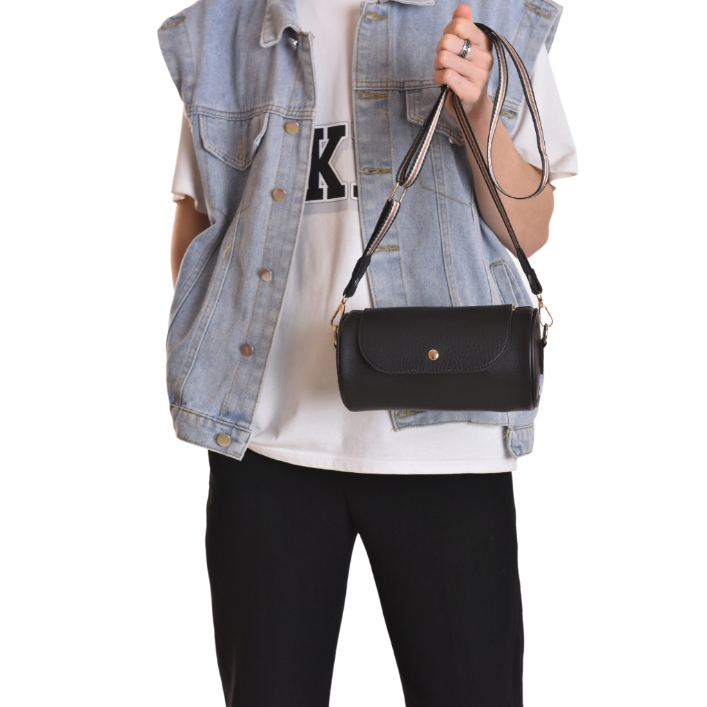 Túi Xách Nam Nữ Hình Trụ Phong Cách Retro, Túi Trụ Đứng, Túi Bao Tử Đeo Chéo Unisex