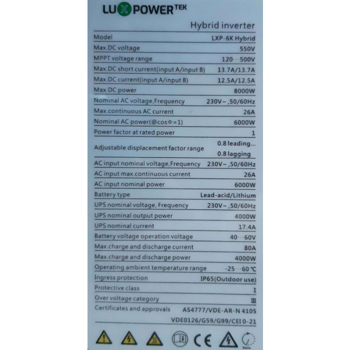 Biến Tần LUXPOWER HYBRID LXP 6kw chính hãng tại Hà Nội