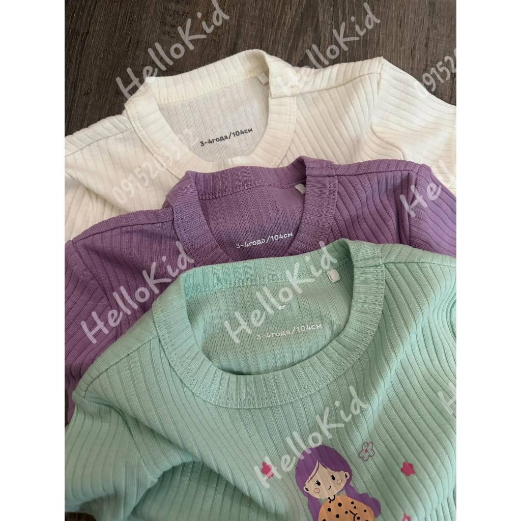 Áo thun gân cộc tay hình búp bê giữa gzj cho bé