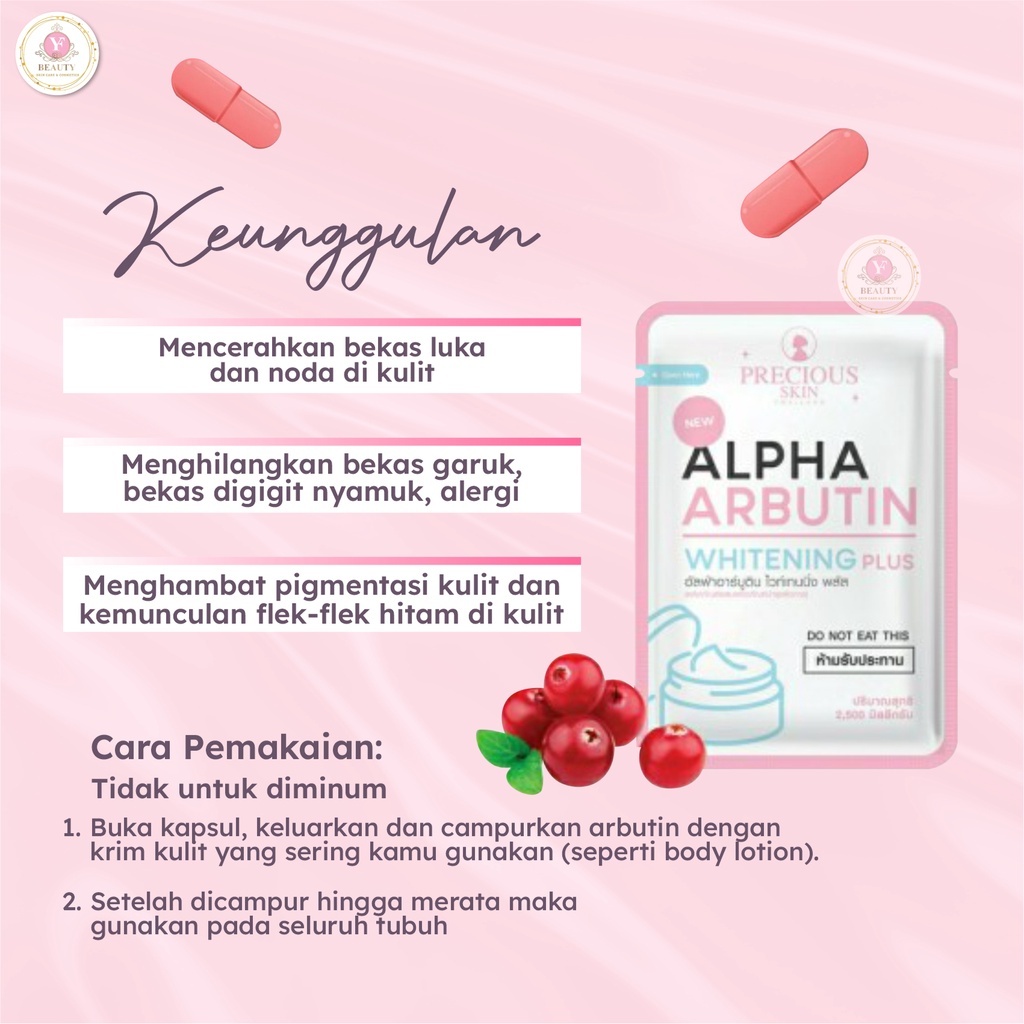Viên Bột Kích Trắng Và Dưỡng Trắng Da Alpha Arbutin Whitening Plus Precious Skin Thái Lan Vỉ 10 Viên