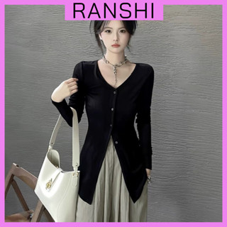 [CÓ SIZE ] Áo Khoác Cardigan Dáng Dài RANSHI Cổ Tim Ôm Body Hack Eo Siêu Xinh Áo Thun Dài Tay Chất Gân Thái- RA180