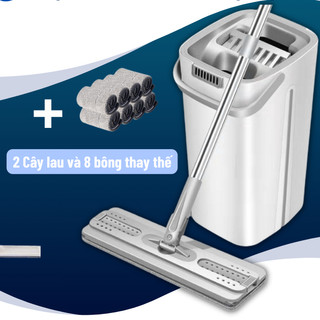 Bộ thùng chổi lau nhà tự vắt cây lau tự vắt thông minh tặng kèm thêm 1 chổi lau và 7 bông lau