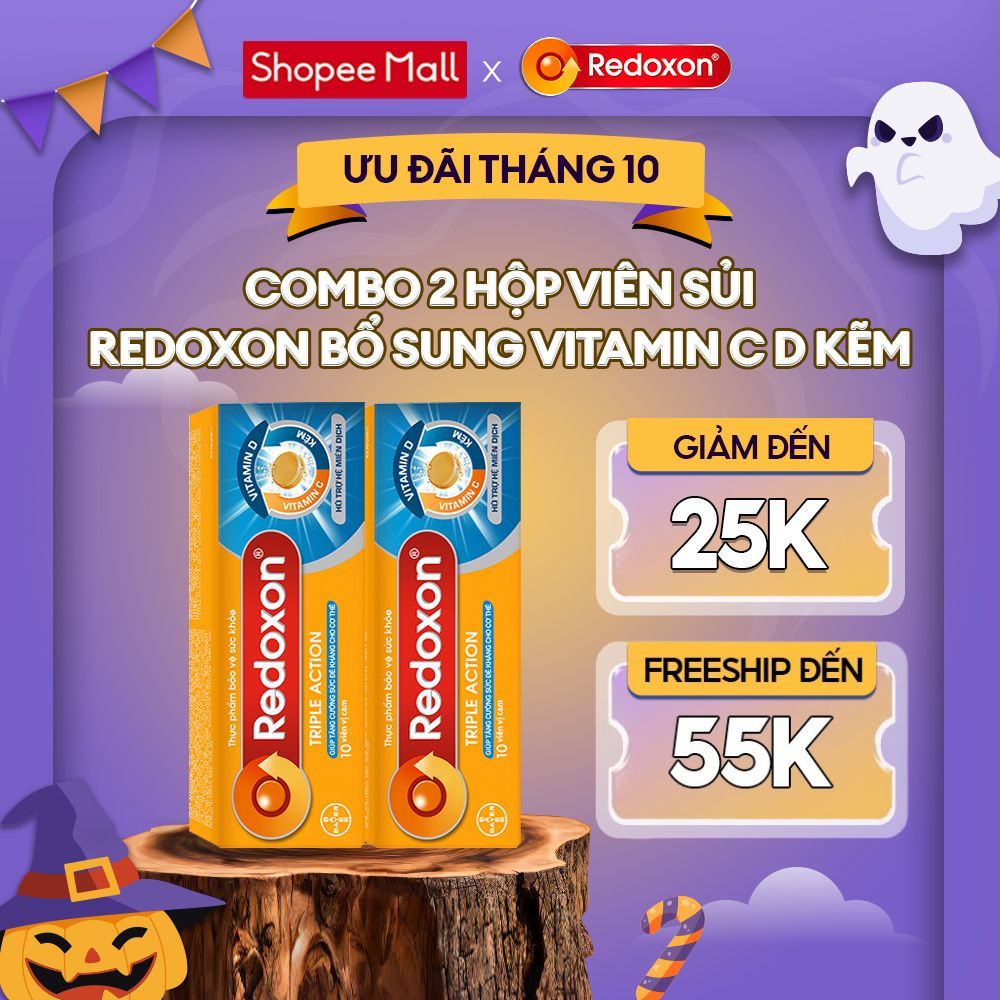 Bộ 2 Viên sủi bổ sung Vitamin C, D, và Kẽm Redoxon Triple Action 10 viên/Hộp