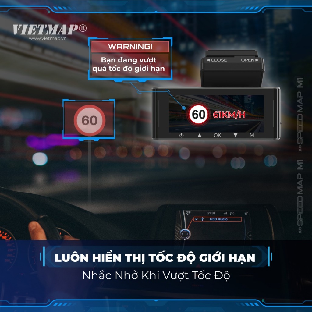 Camera Vietmap Speed Map M1 - Cảnh báo giao thông - Cảnh báo vượt tốc độ - Hàng chính hãng