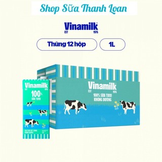 [HSD T12-2024] Thùng 12 Hộp Sữa Tươi Vinamilk 100% Không đường 1L.