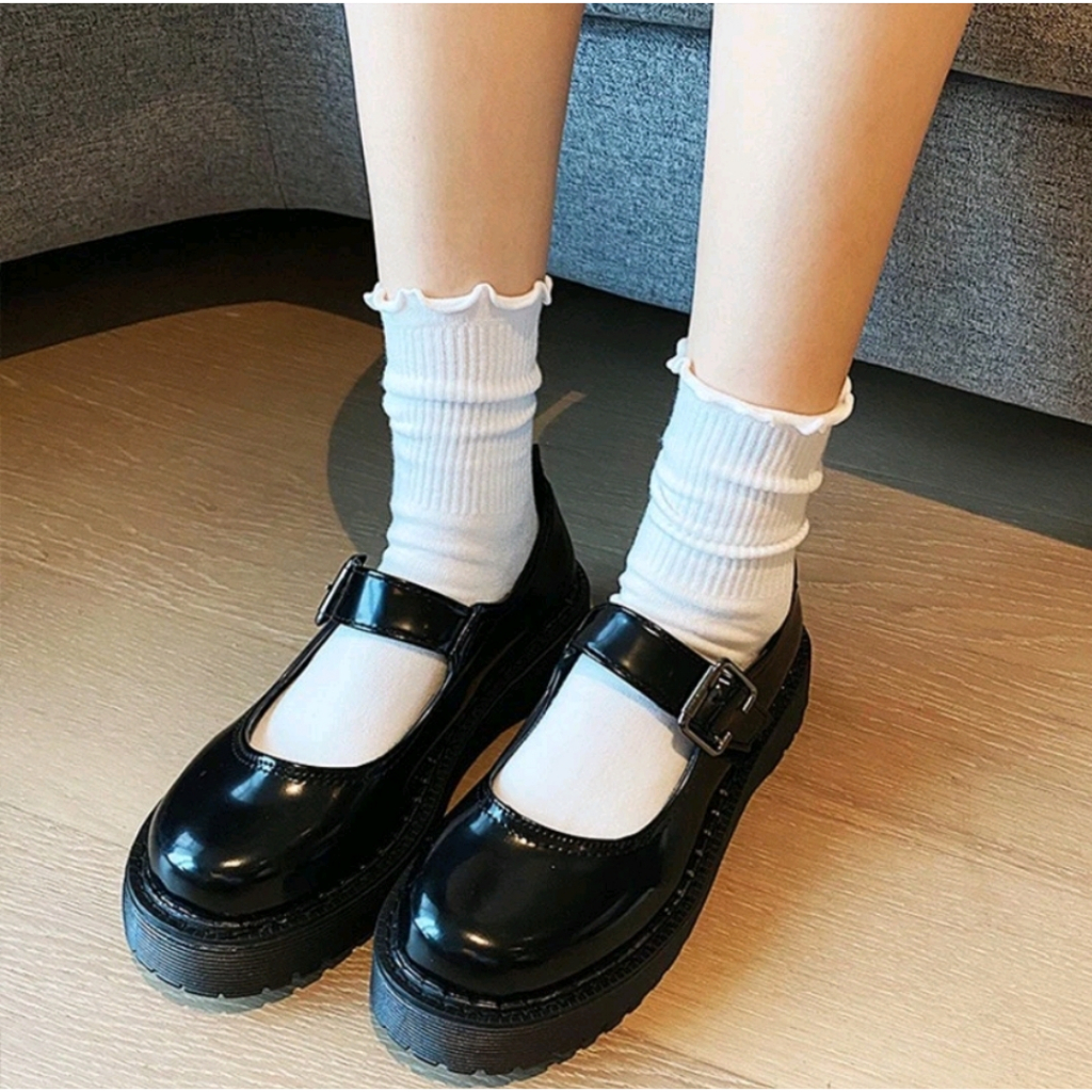 Tất nữ cao cổ trơn nhún vớ nữ dài cotton co dãn siêu xinh hàn quốc êm chân