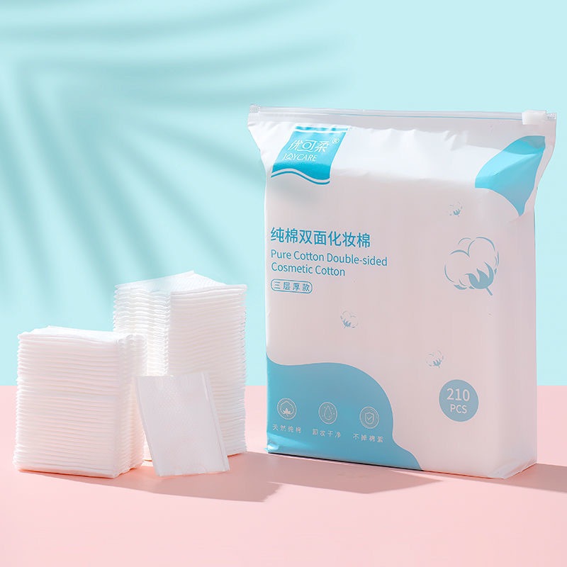 Bông tẩy trang Joycare gói 210 miếng mềm mịn, không xơ bông, không đau rát, 3 lớp dày dặn