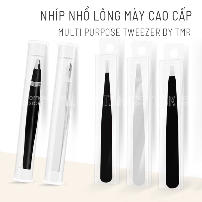 Nhíp Nhổ Lông Mày Đen Nhám TMR Gắp Mi Nhổ Tóc Bạc bằng thép không gỉ cao cấp