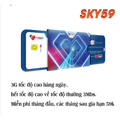 Sim 4G VNSKY SKY59 chỉ 59k/tháng - mobifone Sim4G, Data không giới hạn