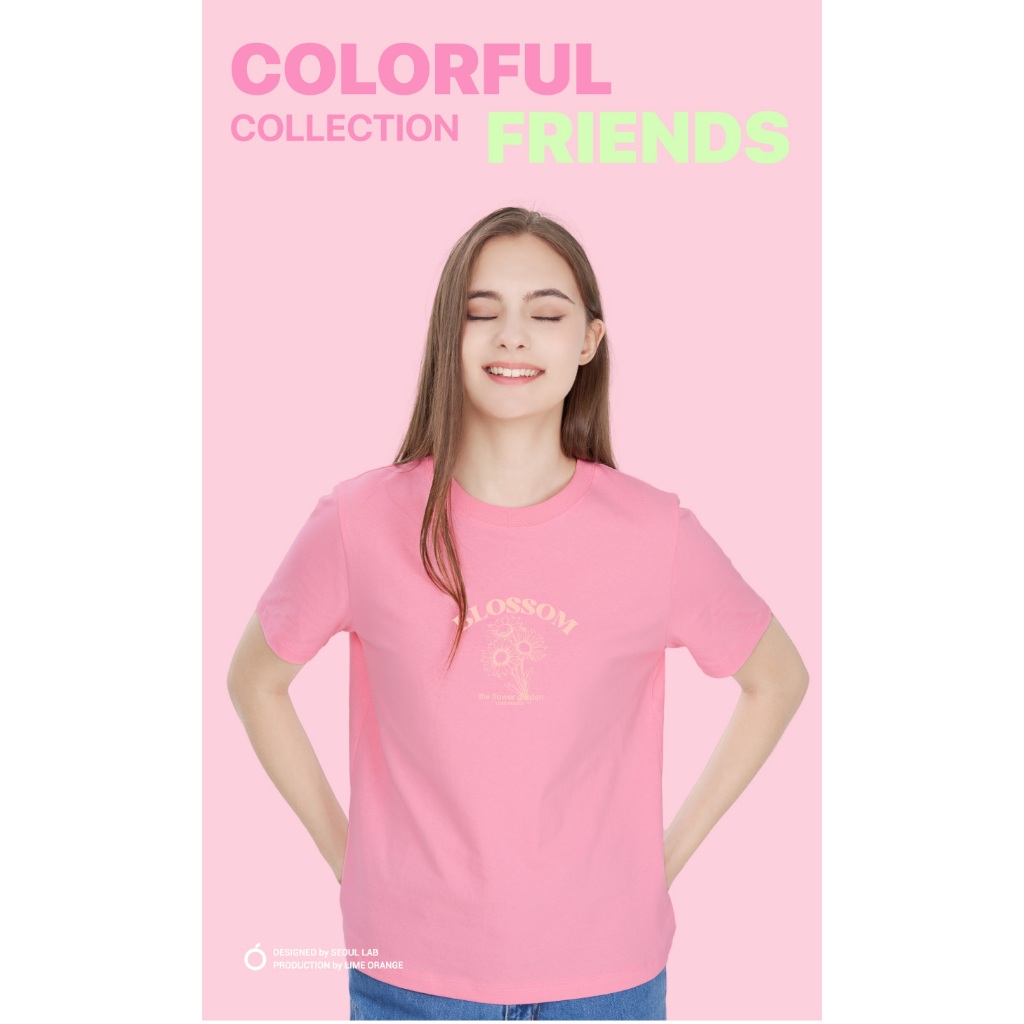 Áo thun nữ phom vừa Lime Orange - Colorful friends T-shirt - LO23161137