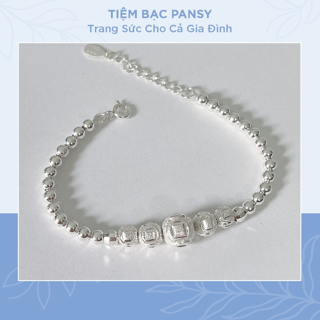 Lắc tay bạc cho bé gái PANSY bi cầu cắt phay - Lắc bạc ta S99 cao cấp