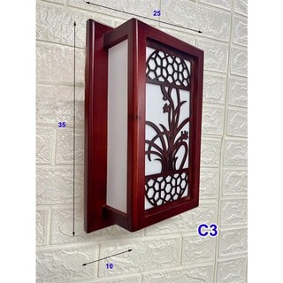 Đèn ốp tường gỗ 3 chế độ ánh sáng - đèn phương anh